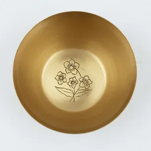 Golden serveware brass dish bowl modern kitchen decorative elegant <b>small</b> <b>container</b> food stylish luxury polished - Product Image 3
