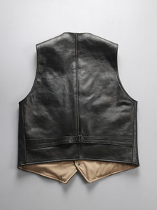 Chaleco sin mangas de cuero negro para hombre con botones plateados y cuatro bolsillos, chaleco informal - Product Image 2