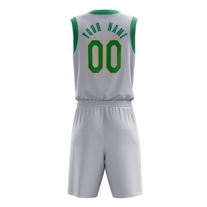 Conjunto de Uniforme de Baloncesto Sublimado Personalizado, Blanco y Verde, Cuello en V, Sin Mangas, Transpirable, para Adultos, Unisex, con Impresión del Nombre del Equipo - Product Image 3
