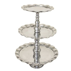 Three Tier Stainless Steel Cake Stand With <b>Decorative</b> <b>Edge</b> For Dessert Display Multi tier dessert stand Metal tiered cake tray - Product Image 5
