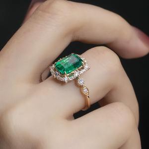 Bague en diamant taille émeraude en or 14K/18K avec pierre précieuse orange, bijou élégant pour le quotidien, importé d'Inde - Product Image 3