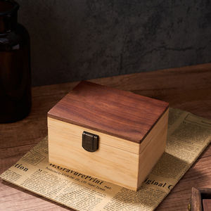 Dual Tone Wooden <b>Watch</b> Box Rectangle Buckle Closure Durable Storage <b>Case</b> - Product Image 3
