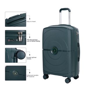 Nouveau jeu de bagages vert 3 pièces (20/24/28) valise rigide légère et durable à double roues avec serrure TSA - Product Image 5