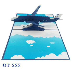 Carte pop-up 3D artisanale en papier, motif avion commercial, découpe laser, impression offset, cadeaux Saint-Valentin, style amour, personnalisable - Product Image 1