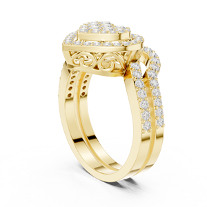 Anillo de Diamantes de Oro Sólido de 14k para Mujer, Diseño en Forma de Corazón con Engaste Pavé, Corte Brillante Redondo, Anillo de Compromiso Clásico para Regalo - Product Image 4
