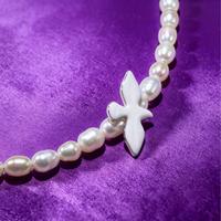 Bijoux fins élégant 925 en argent Sterling 5A perle de riz d'eau douce émail colombe collier pour les femmes mariée mariage anniversaire fête