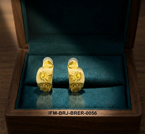 Handcrafted Christian Brass Flower Hoop Stud <b>Earrings</b> Surgical Steel <b>Posts</b> Gold Plated Tarnish-Resistant Coating Custom Party - Product Image 2