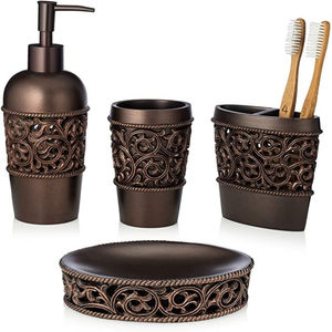 Hotels Decor Hammered Gold Bathroom Accessories Set Toothbrush Holder <b>Tumbler</b> Soap Dish Vanity Decor Soap Dispenser Collection - Product Image 5