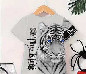 The King Tiger Print Mens Cotton TShirt Crew Neck Casual Summer Wear Digital Printing <b>Animal</b> <b>Pattern</b> Breathable <b>Knitted</b> Style - Product Image 4
