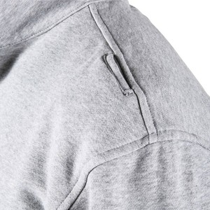 Sweat-shirt à capuche demi-zippé en polaire gris pour homme, en polyester, imprimé numérique, uni, décontracté, respirant, coupe classique, automne - Product Image 4