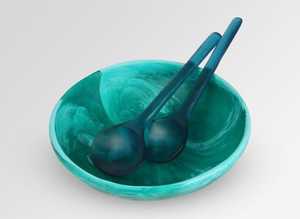 Bol de service minimaliste en résine polie écologique avec ensemble de cuillères pour une décoration de cuisine et de salle à manger haut de gamme - Product Image 5