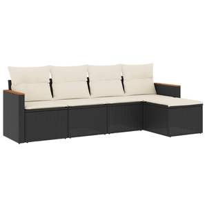 Conjunto de Sofás Modulares Grandes de Ratán Sintético Negro para Jardín - Product Image 2