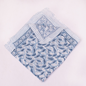 Craftjaipur Printed Blue Floral Cotton Bandana Square Scarf Breathable Casual Headband Spring Summer Style <b>Wraps</b> - Product Image 6