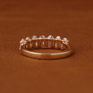 Anillo de Media Eternidad Ovalado de Oro Sólido de 14K con Diamante Cultivado en Laboratorio VVS VS, Anillo de Aniversario de Bodas para Mujer - Product Image 4