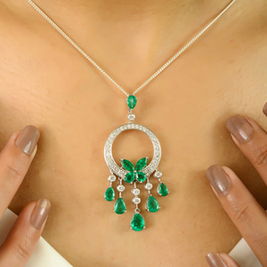18K Solid White Gold Designer Chandelier Pendant Necklace - Product Image 5