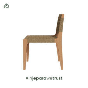 Silla de Jardín Moderna y Minimalista de Madera de Teca para Todo Clima, con Doble Mimbre, Fácil de Montar, Muebles de Patio para Comer al Aire Libre - Cakra - Product Image 3