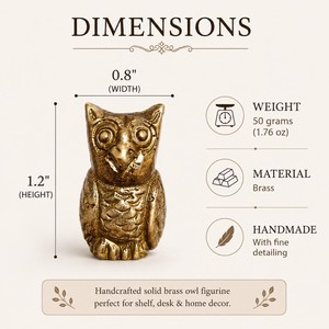 SHUBHAM Vintage Owl Figurine Brass Tone Animal Sculpture Decorative <b>Ornament</b> for Home Hotel Decor - Product Image 3