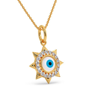 Colgante Halo de Diamantes Sunburst y Collar Mangalsutra Tradicional con Cuentas - Product Image 2