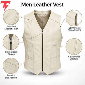 <b>Men's</b> Winter Casual Leather <b>Vest</b> Premium Quality Windproof Breathable Fashion Button Customizable Logo ODM Service Best Material - Product Image 6