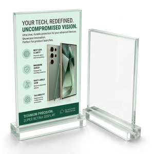 Exhibidor de Menú Acrílico Transparente Plateado, Ecológico, Resistente al Agua, Personalizable, Soporte para Póster, Lista de Precios para Mostrador de Restaurante - Product Image 2