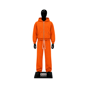 Orange Zip Up Hoodie Tracksuit Set <b>Mens</b> Oversized Streetwear Jogger <b>Pants</b> Casual Sportswear Gym Workout <b>Lounge</b> Wear Outfit Size - Product Image 1