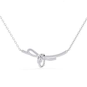สร้อยคอทองคำ 14K ดีไซน์โบว์สวยหรู ประดับเพชรเลี้ยงในห้องปฏิบัติการ 0.90 กะรัต รับรองโดย IGI เครื่องประดับแฟชั่นสำหรับผู้หญิง สร้อยคอแบบโชคเกอร์ - Product Image 3