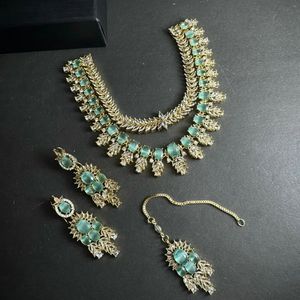 2026 Wholesale Fashion Colored Zircon Earring Necklace Jewelry <b>Set</b> for Women Artificial Wedding Jewelry - Product Image 5
