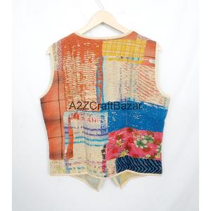 Veste matelassée pour femme 100% coton respirant, imprimé floral fait main, col en V, manches mi-longues, fermeture boutonnée, toutes saisons - Product Image 6
