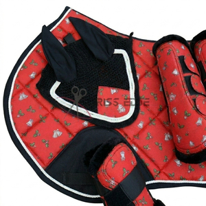 Ensemble complet de tapis de selle Crossedge pour dressage, avec doublure respirante en polycoton, bonnet anti-bruit et protège-attelles - Product Image 5