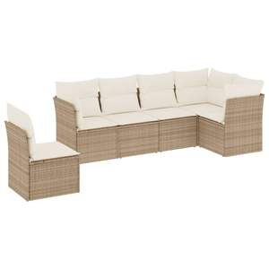Conjunto de Sofá de Jardín de Ratán Sintético Beige con Cojines de Espuma de Alta Densidad, Muebles de Exterior de Diseño Contemporáneo - Product Image 4