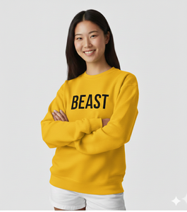 เสื้อสเวตเชิ้ตคอกลมสีเขียวเข้มสำหรับผู้หญิง พร้อมดีไซน์กราฟิกตัวอักษร BEAST โดดเด่น เหมาะสำหรับลุคสบายๆ สไตล์มีสไตล์ - Product Image 5