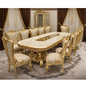 Premium Royal Heritage Dining Set with Upholstered Chairs Designer Luxury Dining Set 8 Seater Dining <b>Table</b> Set Comfort Furniture - Product Image 1