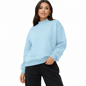 Women Mockneck Sweatshirt Printed Front Polyester Cotton High Quality OEM ODM Service Soft Fabric Casual Winter Wear Fashion <b>Top</b> - Product Image 2