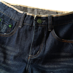 Shorts Bermuda en jean déchiré bleu foncé pour homme, décontractés, taille mi-haute, avec braguette boutonnée, en coton délavé, disponibles à la vente en ligne - Product Image 2