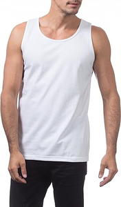 <b>Men's</b> <b>White</b> Cotton Tank Top O-Neck Sleeveless Casual Solid Color Knitted Plain Dyed Singlet for Training Streetwear Tank Top - Product Image 5