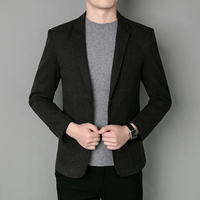 Blazer de Lana para Hombre, Estilo Británico, Versión Coreana, Elegante, Casual, Corte Slim, Color Sólido, para Boda o Trabajo
