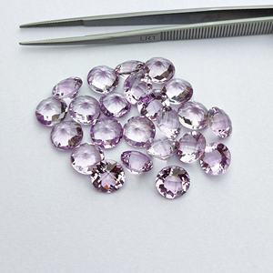 Piedra preciosa suelta pulida a mano con corte de cuadros redondo facetado de amatista de Brasil Rosa Natural de 10mm para la fabricación de joyas, proveedor mayorista - Product Image 2