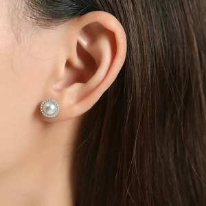 6-7mm Zhuji Freshwater <b>Pearl</b> Stud <b>Earrings</b> S925 Pure <b>Silver</b> with Sunflower Design Genuine Extremely Strong Light - Product Image 2