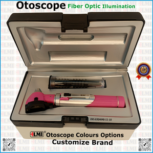 Otoscopio de Fibra Óptica Rosa, Juego de Instrumentos de Alta Calidad, Herramienta Médica Manual para Revisión de Oídos, al Mejor Precio - Product Image 1