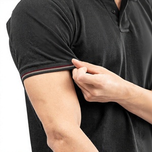 เสื้อโปโลแขนสั้นสีดำล้วนสำหรับผู้ชาย ผ้าอ็อกซ์ฟอร์ด ระบายอากาศได้ดี สวมใส่สบายๆ - Product Image 6