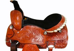 Ensemble de selle de cheval western en cuir véritable en gros |   Selle de barrel racing artisanale avec étriers et quincaillerie en acier inoxydable - Product Image 3