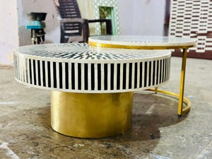 Table basse en os incrusté faite à la main, écologique, design moderne, meuble durable, décoration multifonctionnelle pour la décoration du salon - Product Image 5