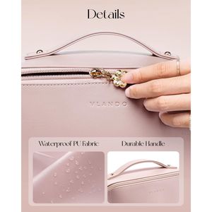 Large Capacity PU Leather Travel <b>Toiletry</b> <b>Bag</b> Waterproof Portable Makeup Pouch with Divider <b>for</b> <b>Women</b> Cosmetic <b>Bags</b> - Product Image 3