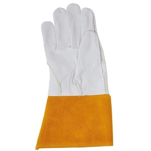 Gants de soudage TIG personnalisés, manchette orange, design à pouce droit, pour soudage à l'arc, protection contre les éclaboussures de métal fondu, doublure en coton - Product Image 1