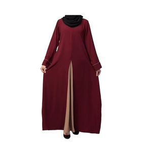 Thobe / Thawb Islámico Musulmán para Mujer, Elegante Abaya Abierta por Delante, Hecha a Medida, Larga hasta el Suelo, Mangas Largas, Talla Grande, Poliéster - Product Image 6