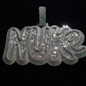 <b>Custom</b> Script <b>Name</b> Pendant With Moissanite Diamond 925 Sterling Silver Iced Out Hip Hop <b>Necklace</b> Gold Plated Personalized Luxury - Product Image 5