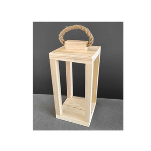 Portavelas de Madera con Paneles de Vidrio Transparente y Asa de Cuerda, Decoración Rústica para Interiores del Hogar - Product Image 4