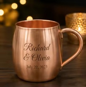 Hammered Metal <b>Mug</b> With Gold Handle 10cm Height <b>Large</b> Capacity Vintage Design For Home Use - Product Image 2