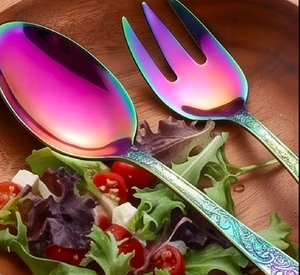 Ensemble de couverts multicolores brillants avec motif floral pour salle à manger élégante fête de mariage maison de luxe et accessoires de table élégants - Product Image 6