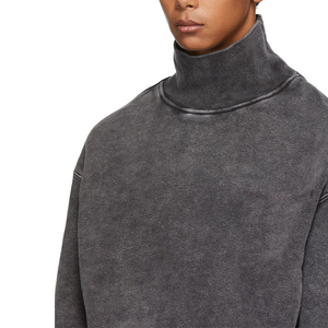 Sudadera Oversize de Cuello Redondo para Hombre, 100% Algodón French Terry Lavado, Estilo Casual, Color Liso, Ajuste Regular, Ropa Urbana de Invierno - Product Image 4